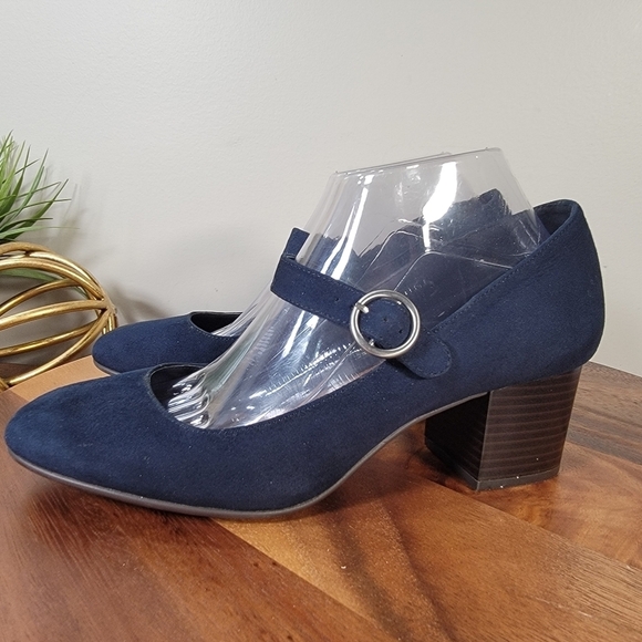 Style & Co Blue Faux Suede Mary Jane heels Size 9.5 - Picture 7 of 17